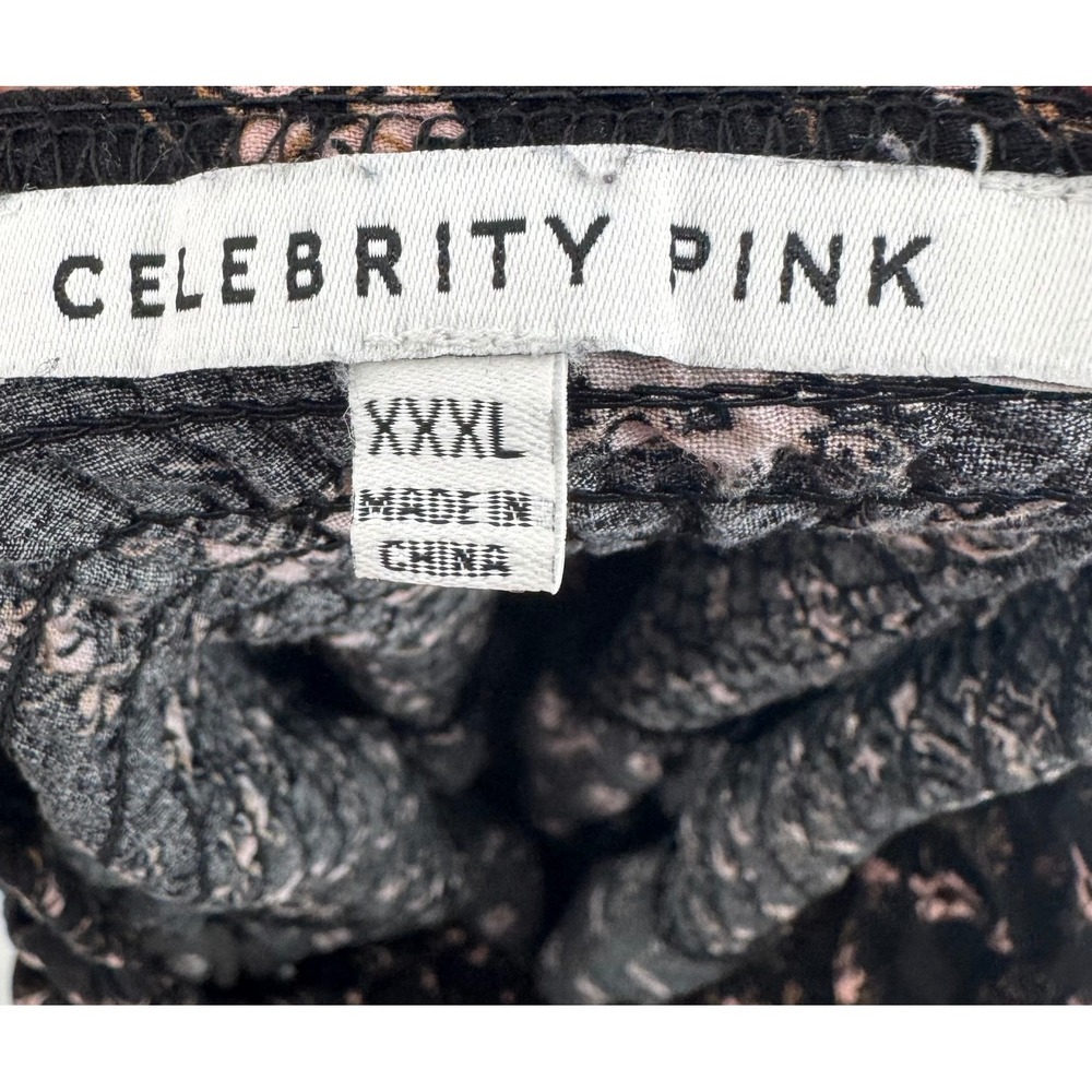 Celebrity Pink Women XXXL‎ Black Pink Floral Long Sleeve Smocked Mini Dress - Picture 5 of 6